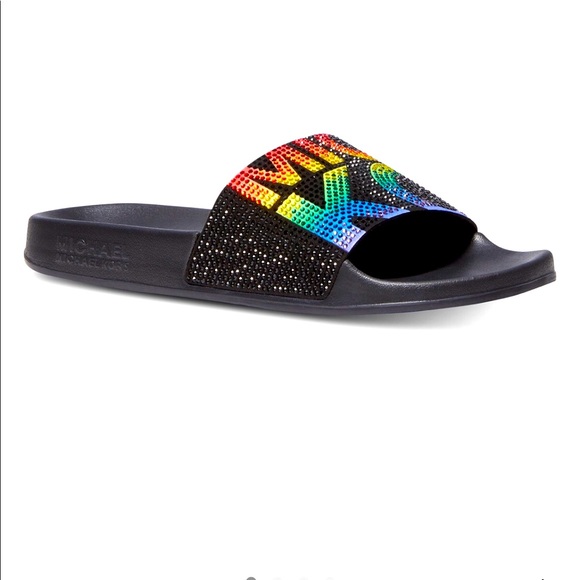 Michael Kors Rainbow bling slides - Picture 3 of 4